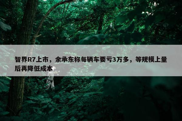 智界R7上市，余承东称每辆车要亏3万多，等规模上量后再降低成本