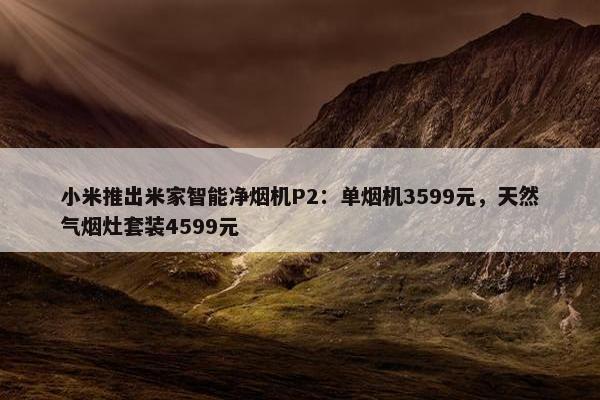 小米推出米家智能净烟机P2：单烟机3599元，天然气烟灶套装4599元