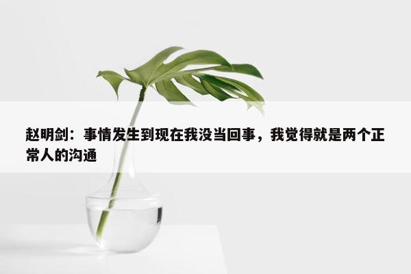 赵明剑：事情发生到现在我没当回事，我觉得就是两个正常人的沟通