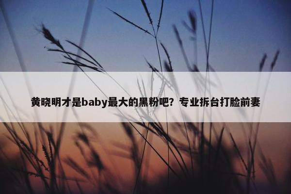 黄晓明才是baby最大的黑粉吧？专业拆台打脸前妻