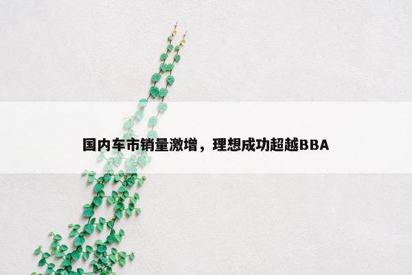 国内车市销量激增，理想成功超越BBA