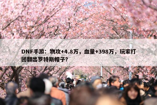 DNF手游：物攻+4.8万，血量+398万，玩家打团翻出罗特斯帽子？