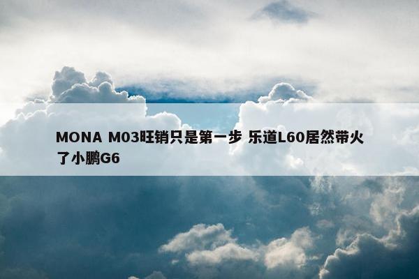 MONA M03旺销只是第一步 乐道L60居然带火了小鹏G6