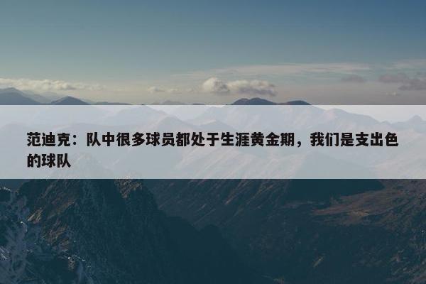 范迪克：队中很多球员都处于生涯黄金期，我们是支出色的球队