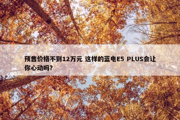 预售价格不到12万元 这样的蓝电E5 PLUS会让你心动吗？