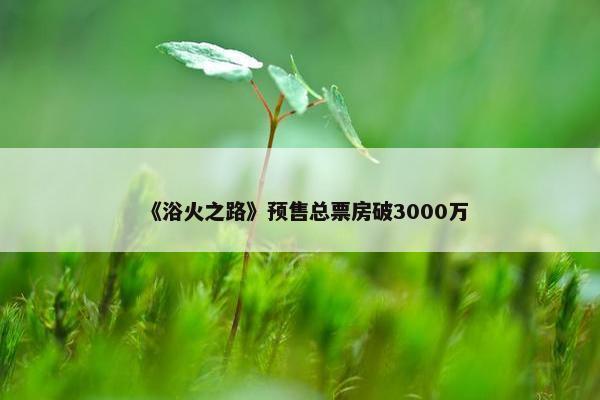 《浴火之路》预售总票房破3000万