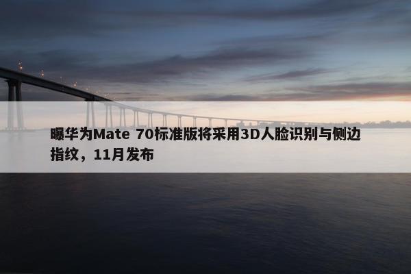 曝华为Mate 70标准版将采用3D人脸识别与侧边指纹，11月发布