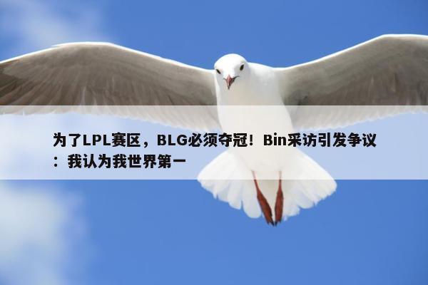 为了LPL赛区，BLG必须夺冠！Bin采访引发争议：我认为我世界第一