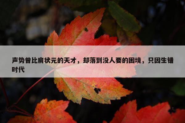 声势曾比肩状元的天才，却落到没人要的困境，只因生错时代