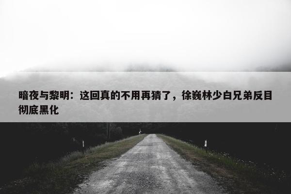 暗夜与黎明：这回真的不用再猜了，徐巍林少白兄弟反目彻底黑化