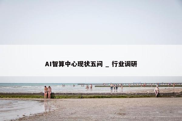 AI智算中心现状五问 _ 行业调研