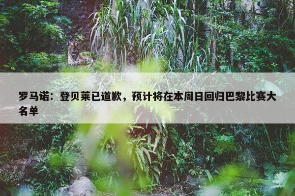 罗马诺：登贝莱已道歉，预计将在本周日回归巴黎比赛大名单