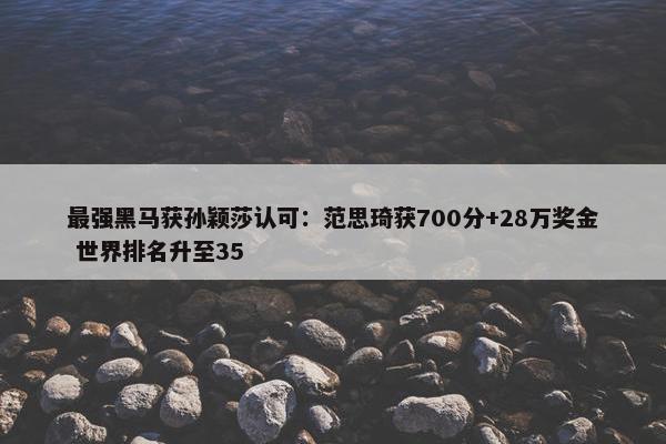 最强黑马获孙颖莎认可：范思琦获700分+28万奖金 世界排名升至35