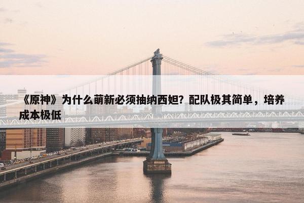 《原神》为什么萌新必须抽纳西妲？配队极其简单，培养成本极低