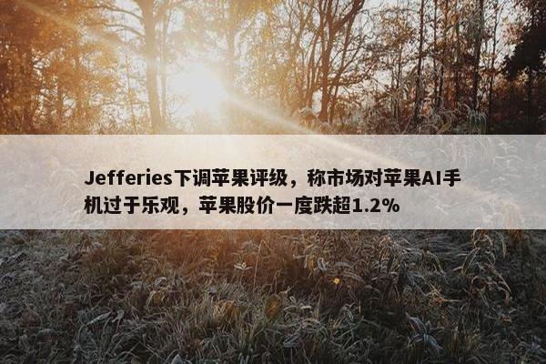 Jefferies下调苹果评级，称市场对苹果AI手机过于乐观，苹果股价一度跌超1.2%