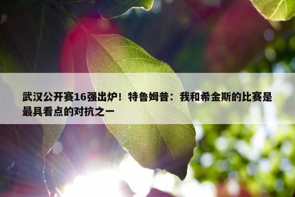 武汉公开赛16强出炉！特鲁姆普：我和希金斯的比赛是最具看点的对抗之一