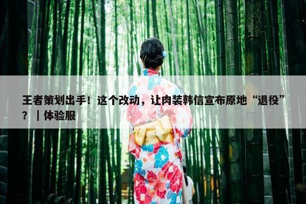 王者策划出手！这个改动，让肉装韩信宣布原地“退役”？｜体验服