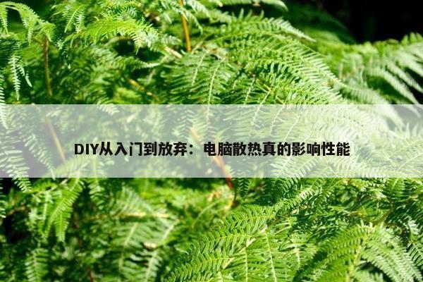 DIY从入门到放弃：电脑散热真的影响性能