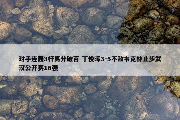 对手连轰3杆高分破百 丁俊晖3-5不敌韦克林止步武汉公开赛16强