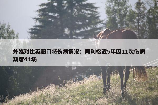 外媒对比英超门将伤病情况：阿利松近5年因11次伤病缺席41场