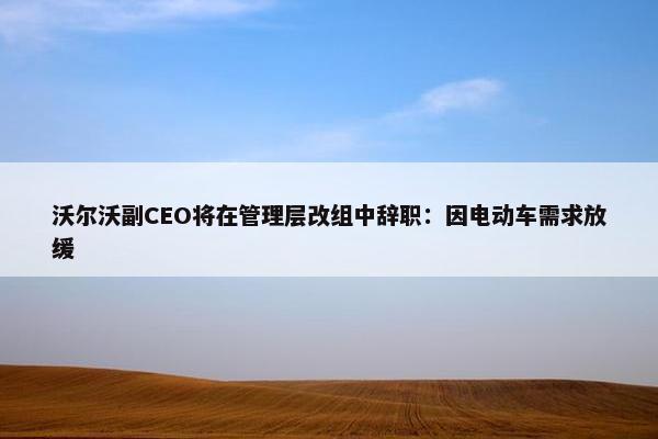 沃尔沃副CEO将在管理层改组中辞职：因电动车需求放缓