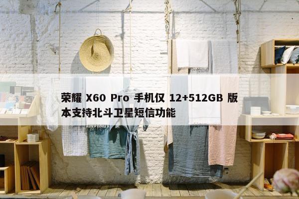 荣耀 X60 Pro 手机仅 12+512GB 版本支持北斗卫星短信功能