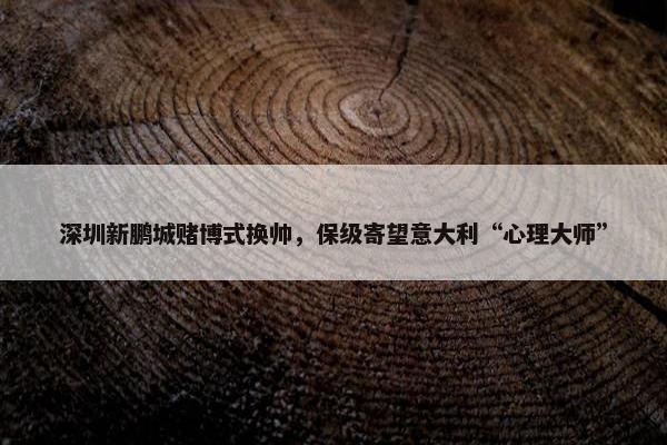 深圳新鹏城赌博式换帅，保级寄望意大利“心理大师”