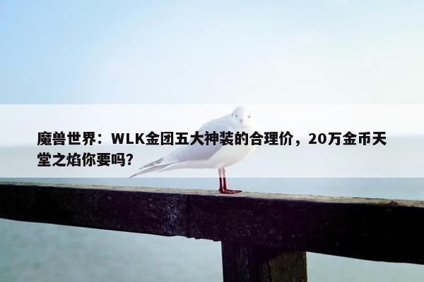 魔兽世界：WLK金团五大神装的合理价，20万金币天堂之焰你要吗？