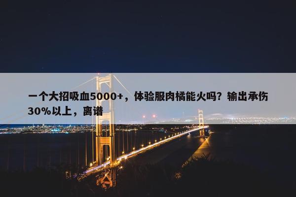 一个大招吸血5000+，体验服肉橘能火吗？输出承伤30%以上，离谱