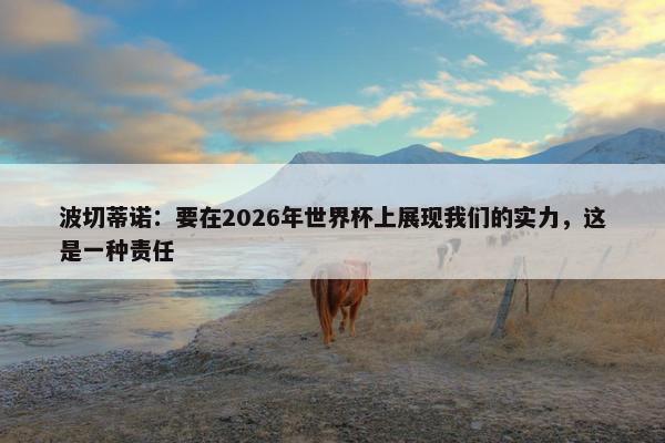 波切蒂诺：要在2026年世界杯上展现我们的实力，这是一种责任