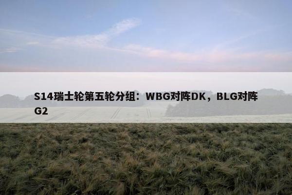 S14瑞士轮第五轮分组：WBG对阵DK，BLG对阵G2