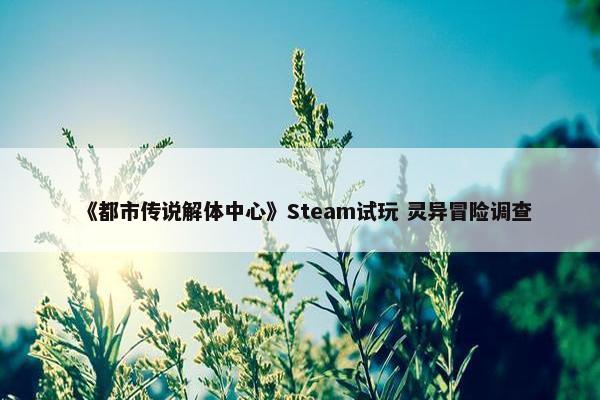 《都市传说解体中心》Steam试玩 灵异冒险调查