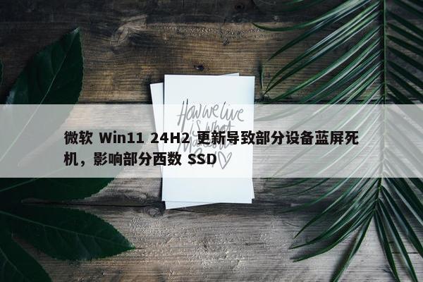 微软 Win11 24H2 更新导致部分设备蓝屏死机，影响部分西数 SSD