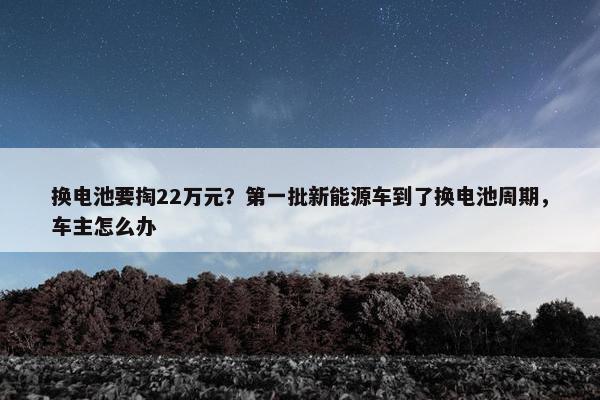 换电池要掏22万元？第一批新能源车到了换电池周期，车主怎么办