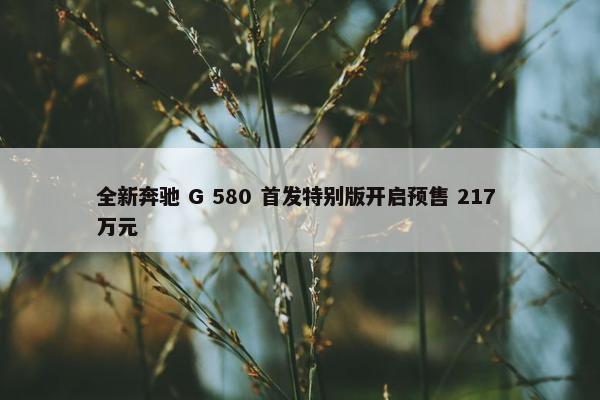 全新奔驰 G 580 首发特别版开启预售 217 万元