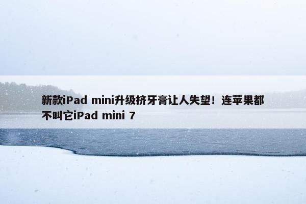 新款iPad mini升级挤牙膏让人失望！连苹果都不叫它iPad mini 7