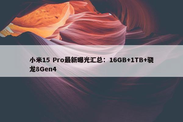 小米15 Pro最新曝光汇总：16GB+1TB+骁龙8Gen4