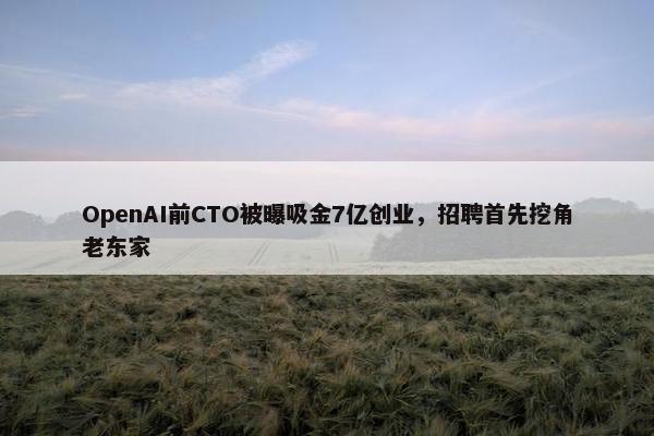 OpenAI前CTO被曝吸金7亿创业，招聘首先挖角老东家