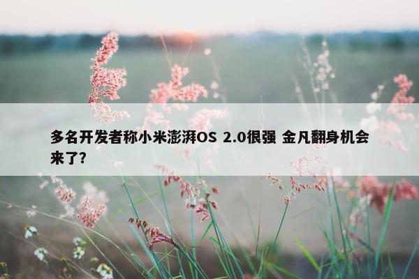 多名开发者称小米澎湃OS 2.0很强 金凡翻身机会来了？