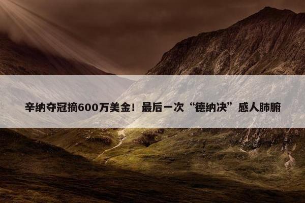 辛纳夺冠摘600万美金！最后一次“德纳决”感人肺腑