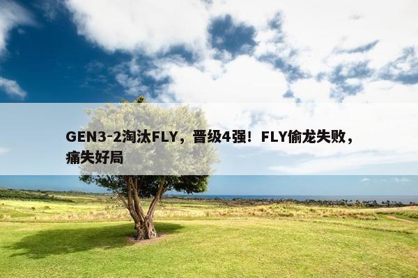 GEN3-2淘汰FLY，晋级4强！FLY偷龙失败，痛失好局