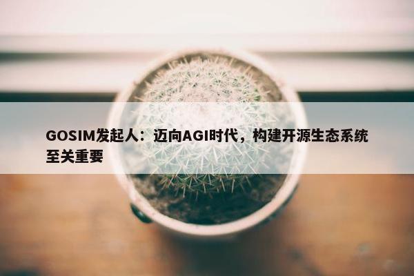 GOSIM发起人：迈向AGI时代，构建开源生态系统至关重要