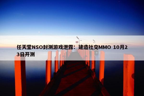 任天堂NSO封测游戏泄露：建造社交MMO 10月23日开测