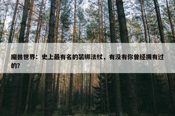 魔兽世界：史上最有名的装绑法杖，有没有你曾经拥有过的？