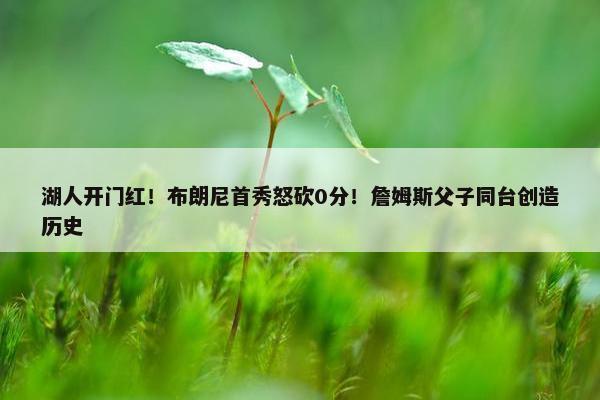 湖人开门红！布朗尼首秀怒砍0分！詹姆斯父子同台创造历史