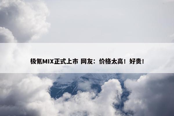 极氪MIX正式上市 网友：价格太高！好贵！