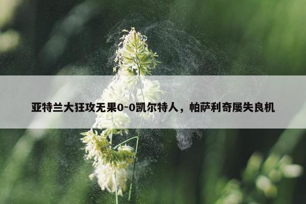 亚特兰大狂攻无果0-0凯尔特人，帕萨利奇屡失良机