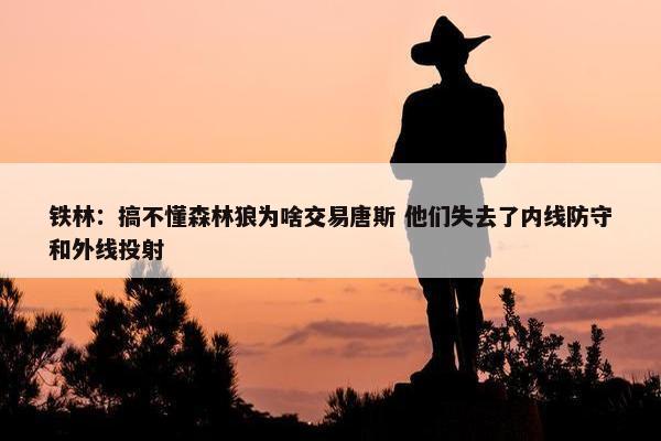 铁林：搞不懂森林狼为啥交易唐斯 他们失去了内线防守和外线投射