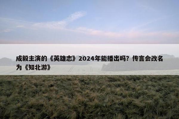 成毅主演的《英雄志》2024年能播出吗？传言会改名为《知北游》