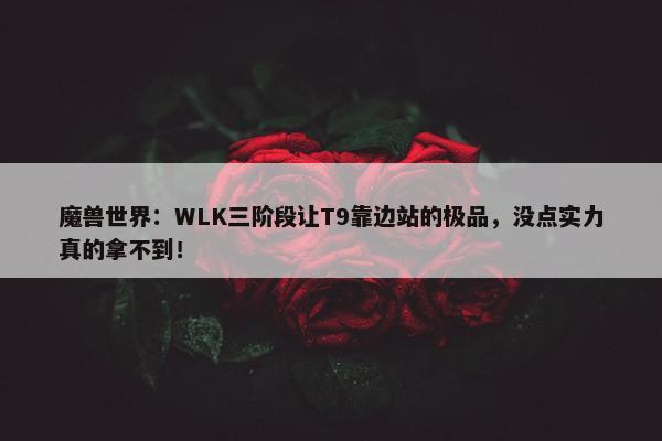 魔兽世界：WLK三阶段让T9靠边站的极品，没点实力真的拿不到！